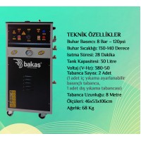 Buharlı Oto Yıkama Makinası Çift Tabancalı 30 Lt - Bakaş Makina